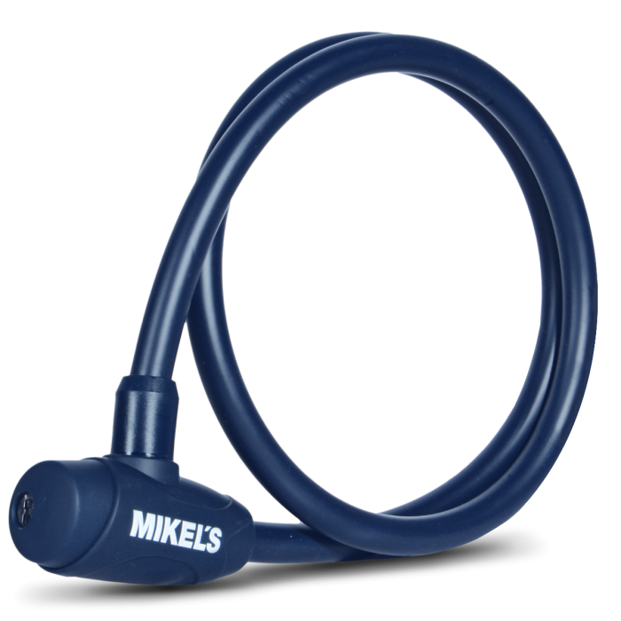 CABLE CANDADO CON LLAVES, COLOR AZUL MARINO (1 MT)