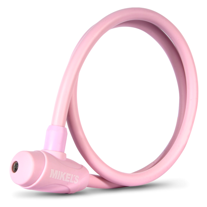 Cable candado con llaves, color rosa ( 1 mt)