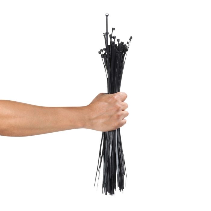 Cinchos de plástico 2.5x190 mm, 100 pzas, Negro