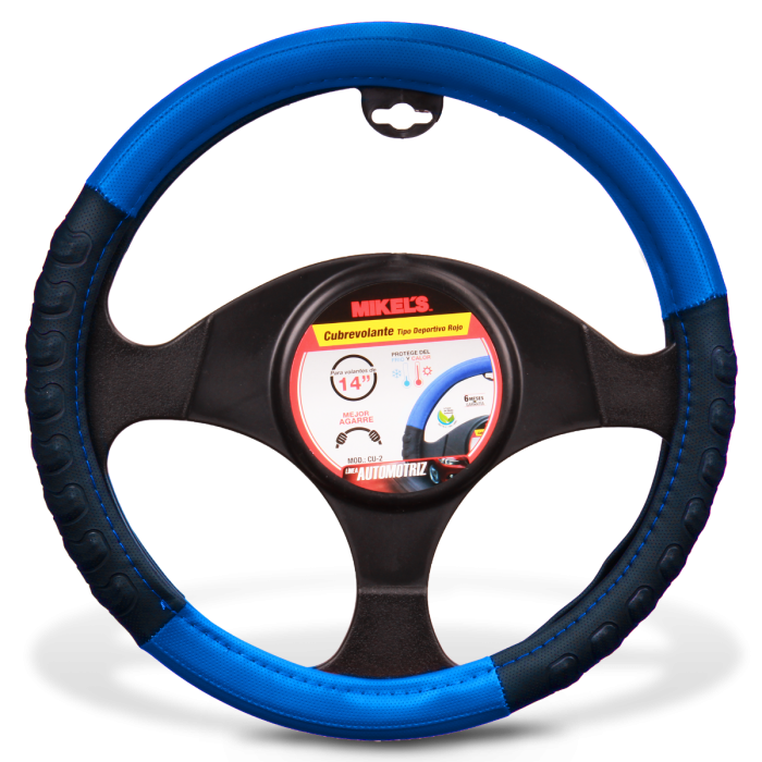 CUBRE VOLANTE TIPO DEPORTIVO, COLOR AZUL