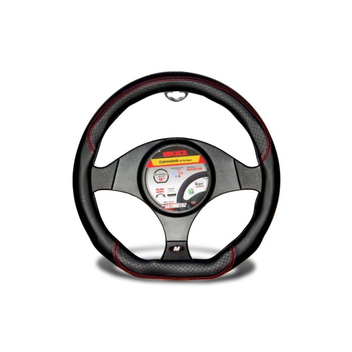 CUBREVOLANTE DE PIEL, COLOR NEGRO, FORMA "D"