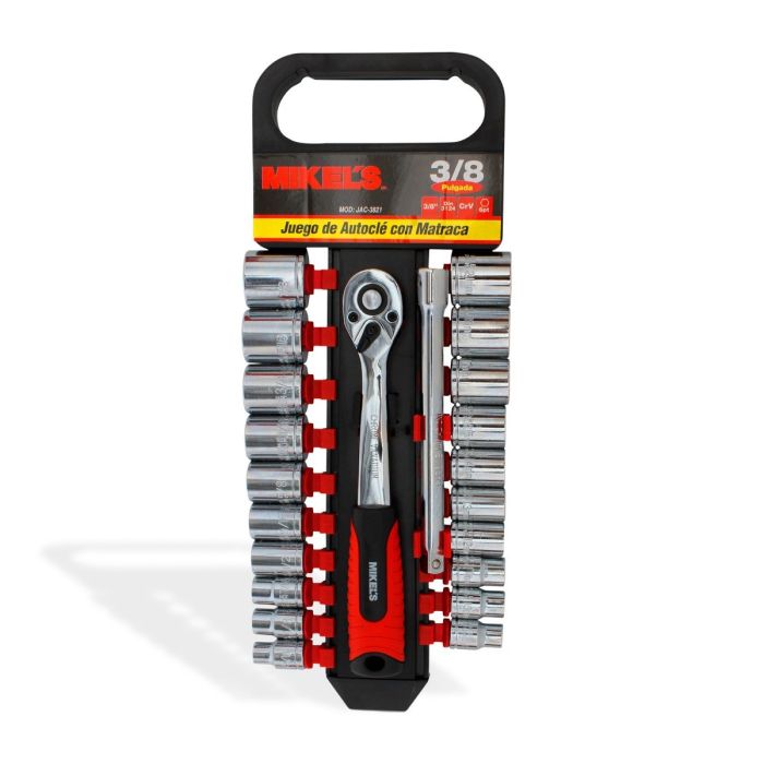 JUEGO DE DADOS CON MATRACA 3/8” (22 PZAS)