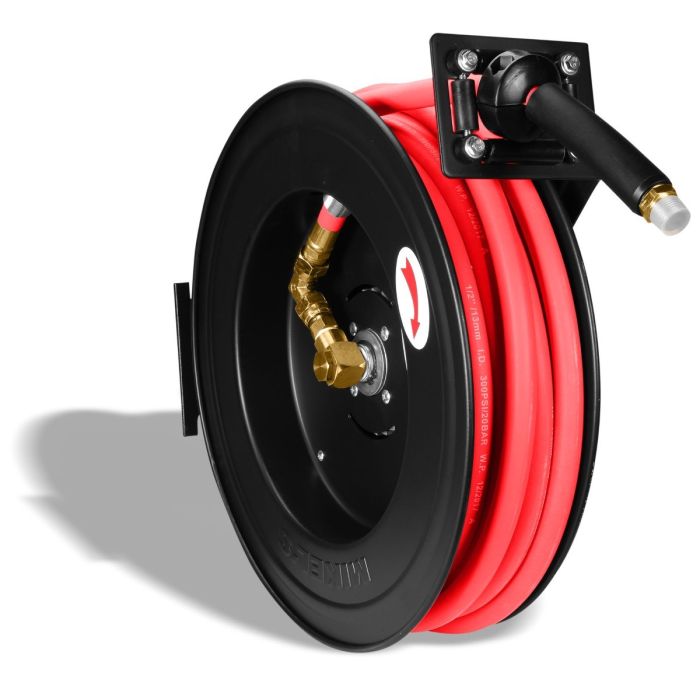 [CAM-2] CARRETE DE ACERO CON MANGUERA, 3/8” SISTEMA RETRÁCTIL (15 MTS)